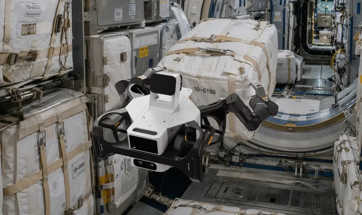 Cargo bags stowed inside the space station